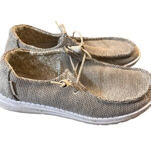 Hey Dude Wendy Light Gray‎ & Tan Slip-On Loafers